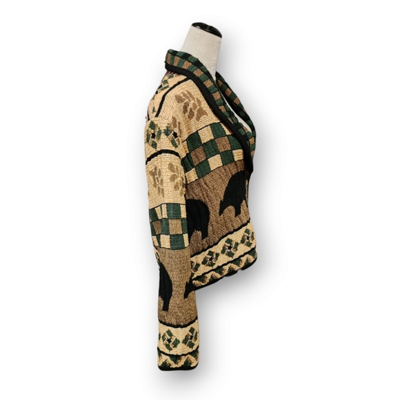 Vintage Sugar Weavers Cotton Woven Bear Blanket Jacket - Picture 4 of 5